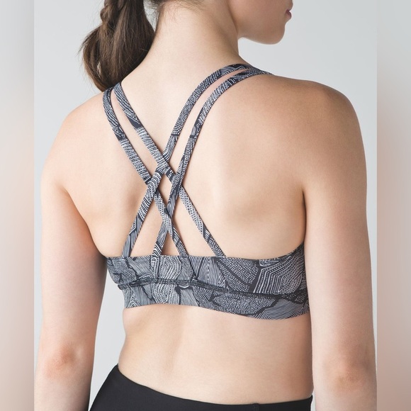 Lululemon Energy Sports Bra Women's Size 4 US White‎ Black Patterned Stretch - Picture 9 of 11